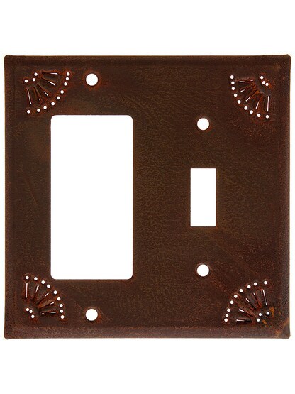Pierced Country Tin GFI/Toggle Combo Plate in Rustic Tin.